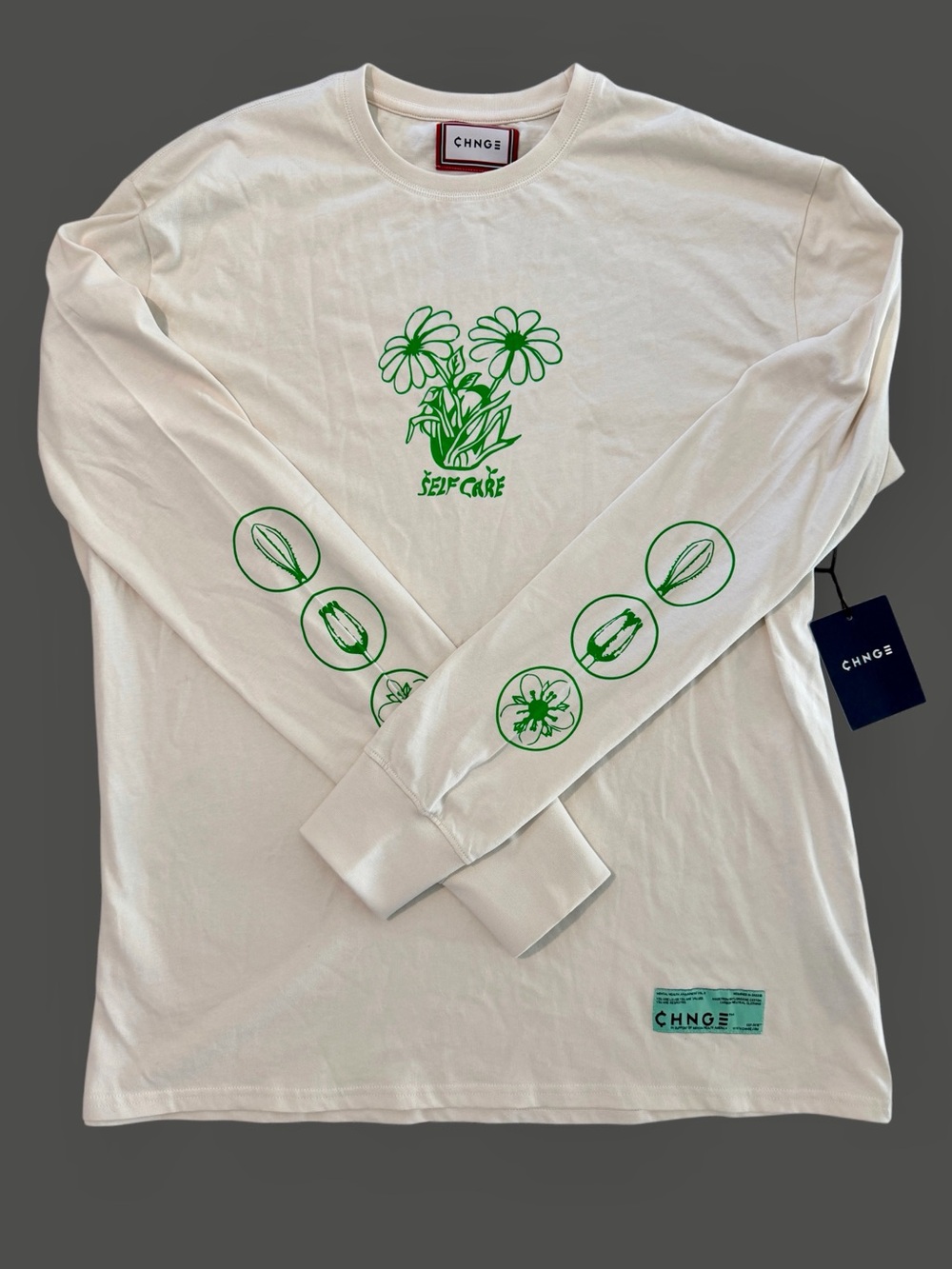CHNGE Self Care Allow Yourself to Grow Long Sleeve Shirt 2XL NWT Organic Cotton